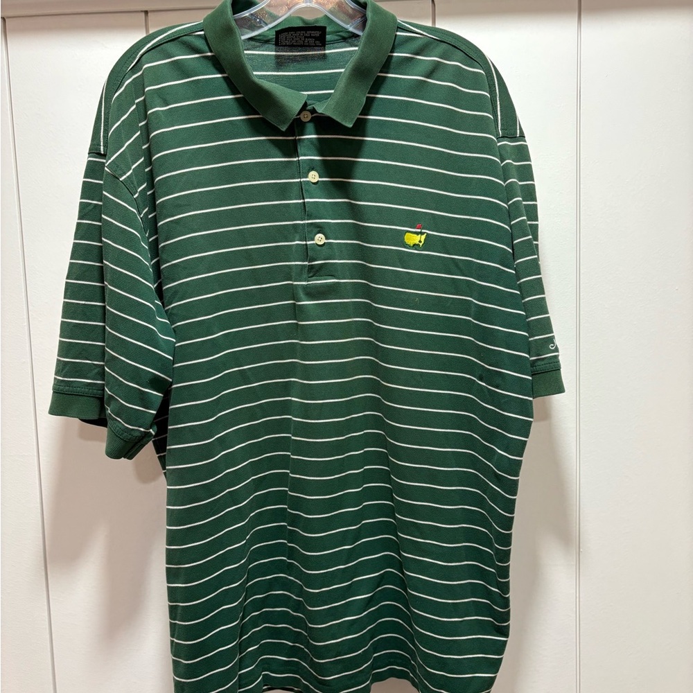Masters Collection Polo Shirt Mens XL Green Yellow Striped Pima Cotton Golf
